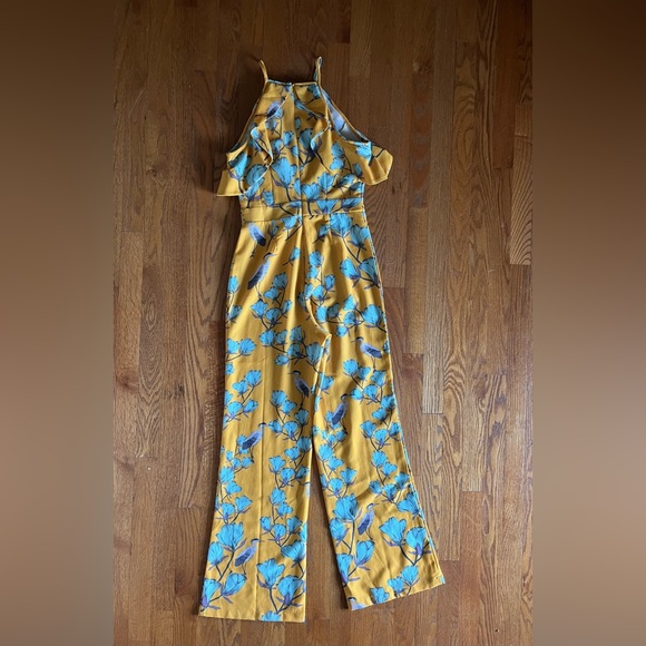 Varun Bahl Warbler Ruffle Jumpsuit Yellow Motif Anthropologie size 0 - Picture 5 of 16
